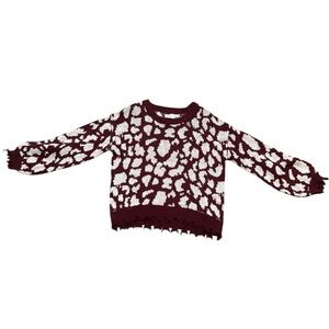 True Craft Burgundy and White Patterned Sweater